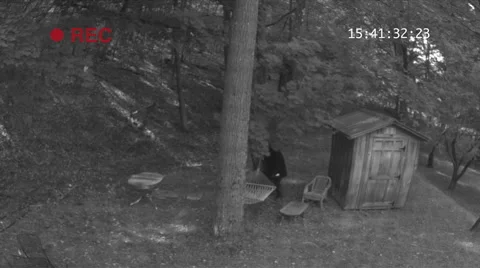 CCTV camera recording of a burglar Stock Footage 44103473