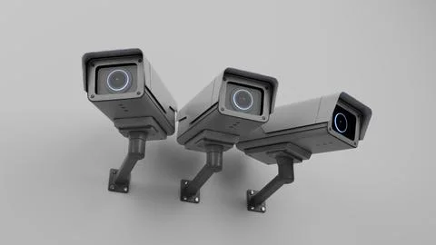 CCTV camera. Security camera on the wall. isolated background. 3d render Stock Illustration