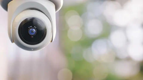 CCTV camera security installed on wall of the building.  Stock Footage 227975653