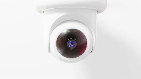 CCTV camera security installed on wall of the white room.  Video stock 227975654