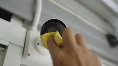 CCTV camera security installed on wall of the building or office. Stock Footage 232295032