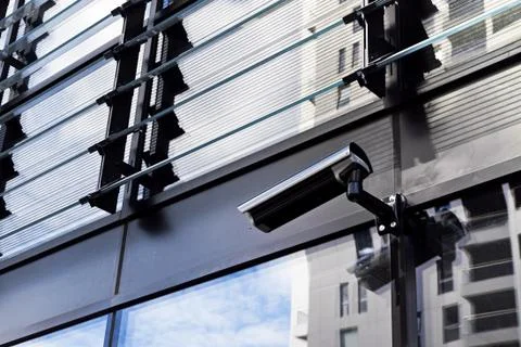 Cctv camera security system on office building Stock Photos