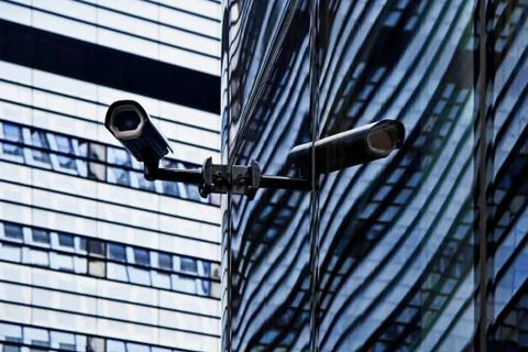 Cctv camera security system on office building Stock Photos