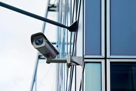 Cctv camera security system on office building Stock Photos