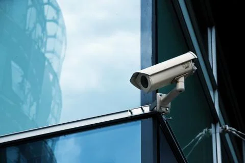 Cctv camera security system on office building Stock Photos