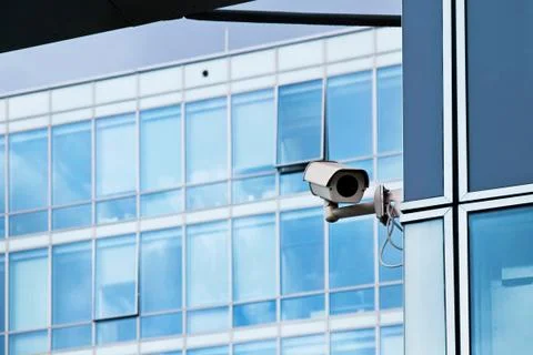 Cctv camera security system on office building Stock Photos