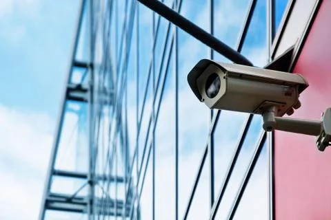 Cctv camera security system on office building Stock Photos