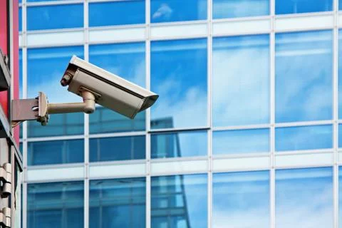 Cctv camera security system on office building Stock Photos