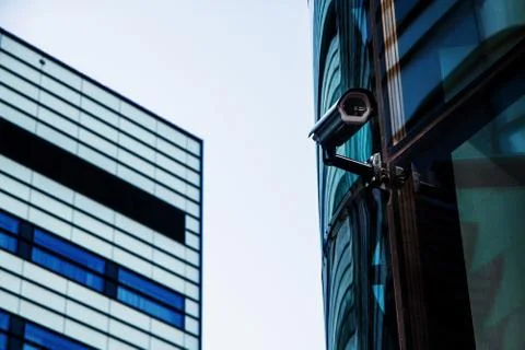 Cctv camera security system on office building Stock Photos