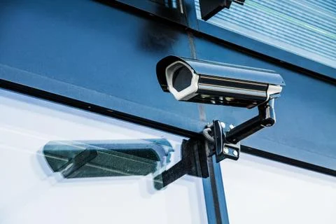 Cctv camera security system on office building Stock Photos