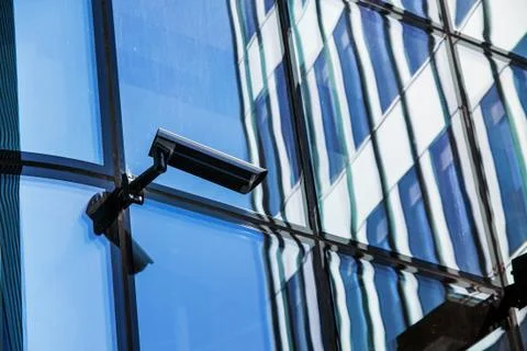 Cctv camera security system on office building Stock Photos