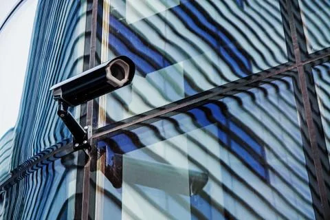 Cctv camera security system on office building Stock Photos