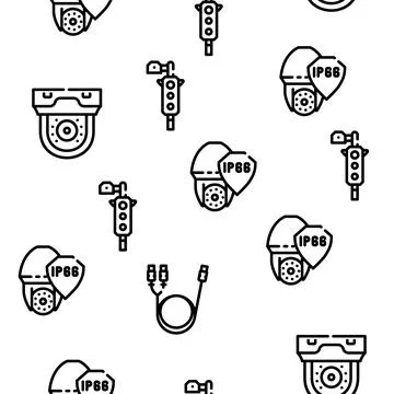Cctv Camera Security Vector Seamless Pattern 스톡 일러스트