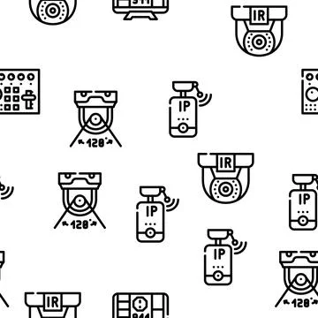 Cctv Camera Security Vector Seamless Pattern Illustrazione stock