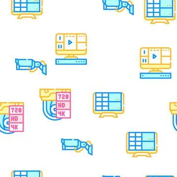 Cctv Camera Security Vector Seamless Pattern Illustrazione stock