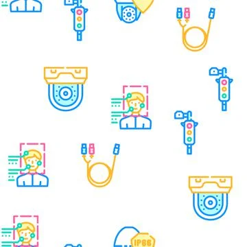 Cctv Camera Security Vector Seamless Pattern Illustrazione stock