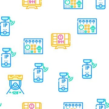 Cctv Camera Security Vector Seamless Pattern 스톡 일러스트