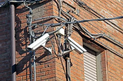 CCTV camera Security on the wall. property protection Foto stock