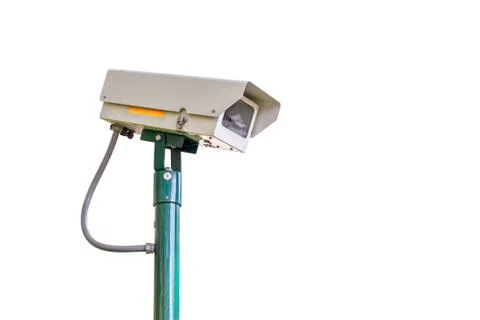 Cctv camera security on white background for safety concept Фото