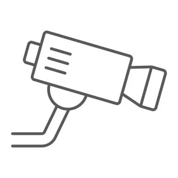 CCTV camera thin line icon, privacy and video, security camera sign, vector Stock Illustration