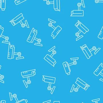 CCTV camera vector blue seamless texture or pattern Illustrazione stock