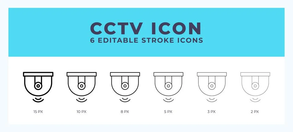 Cctv camera vector icon. With different stroke vector illustration. Stock Illustration
