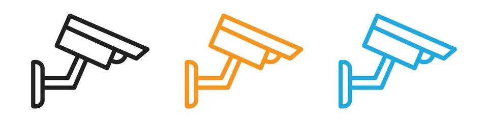 CCTV camera vector logo set collection for web app ui Stock Illustration