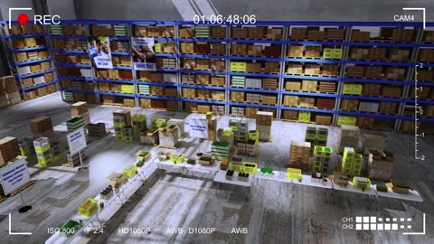 CCTV Camera Video Feed In Delivery Center Or Warehouse Stock Footage 329300360