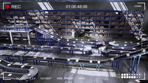 CCTV Camera Video Feed In Delivery Center Or Warehouse Stock Footage 329300383