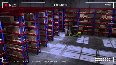 CCTV Camera Video Feed In Delivery Center Or Warehouse Stock Footage 329680041