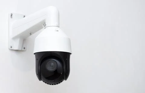 Cctv camera video security with space on white background Stock Photos