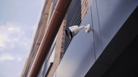 CCTV camera on the wall of the house Stock Footage 241839074