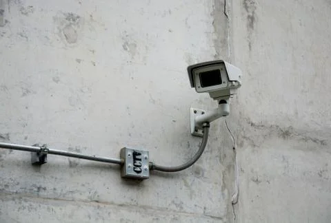 CCTV camera on the wall Stock Photos