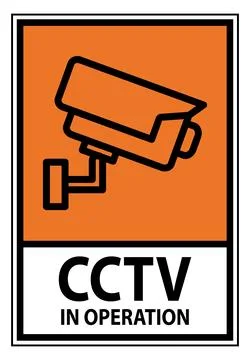 CCTV Camera Warning Sign for Security and Surveillance in Public Areas Stock Illustration