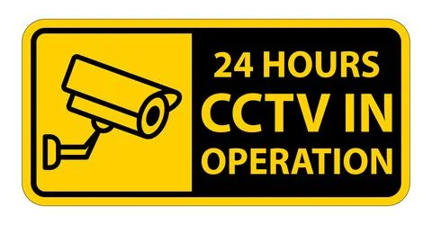CCTV Camera Warning Sign for Security Monitoring and Surveillance Use Stock Illustration