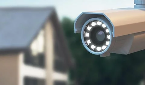 CCTV Camera on white background for design. 3d rendering Stock Illustration