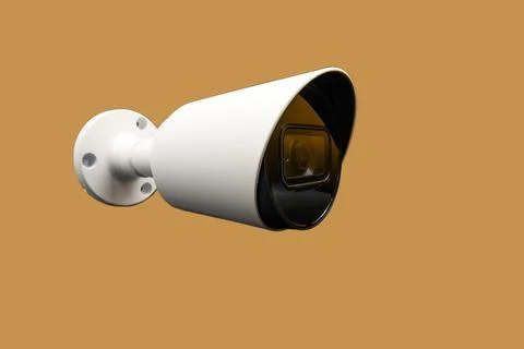 Cctv camera on the yellow background Stock Photos