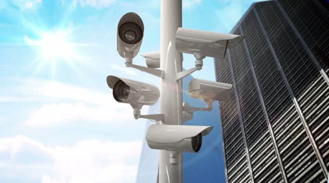CCTV cameras against blue sky Stock Footage 47579698