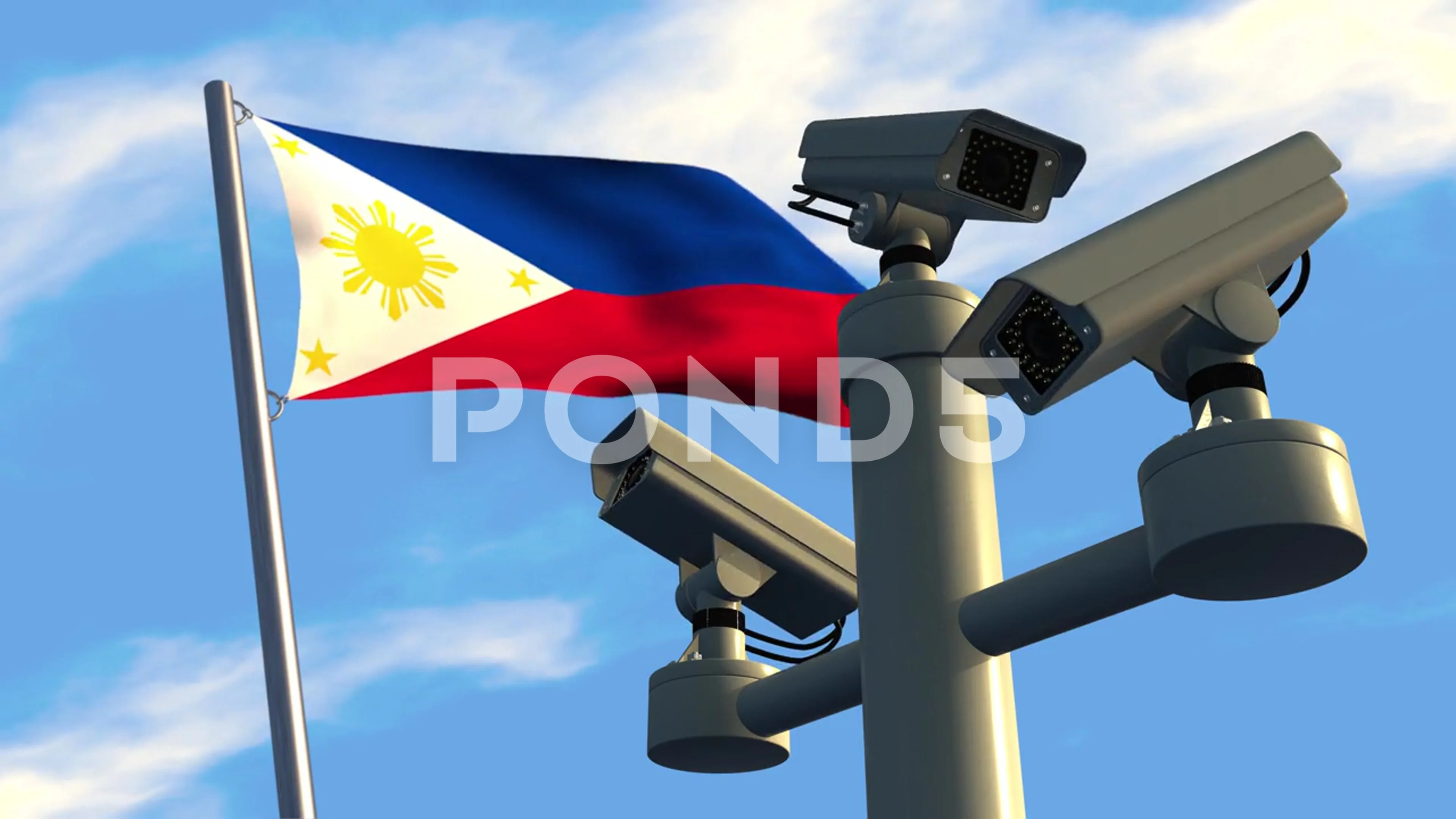 CCTV cameras with Filipino flag, picture