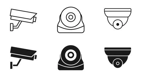 CCTV cameras icon set. Home security guard system vector illustration. Surv.. Stock Illustration