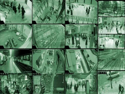 CCTV Cameras Screen channel Green SD Stock Footage