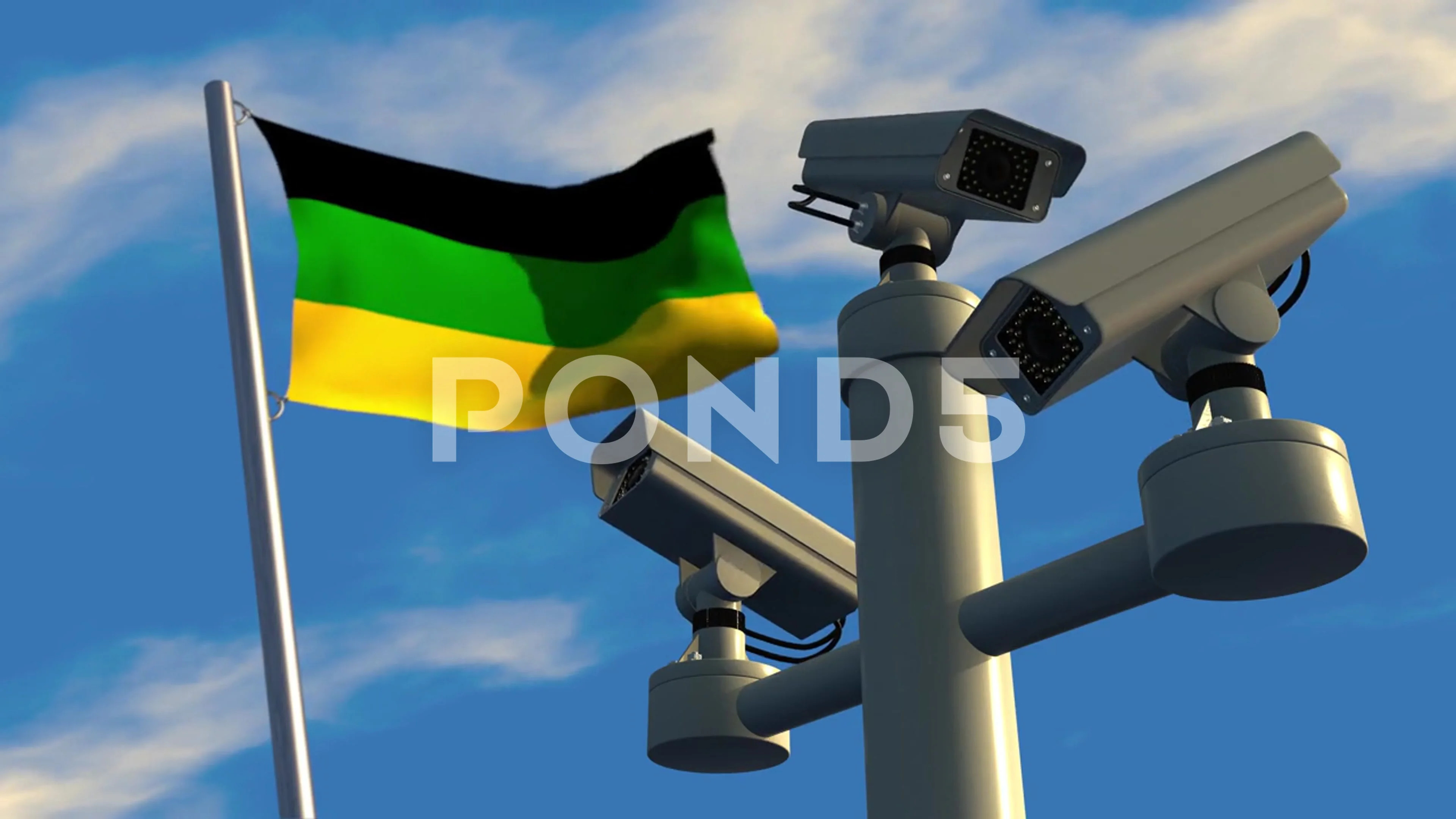 CCTV cameras with South Africa ANC Party flag