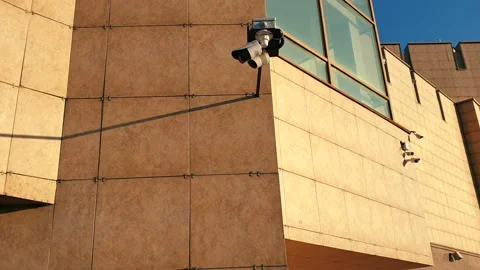 CCTV cameras on the street on the building, security in the city. hidden filming Stock Footage 138267789