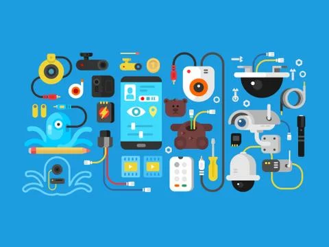 CCTV design flat Stock Illustration