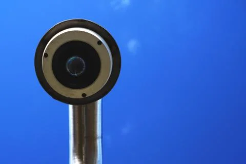 CCTV dome camera on the street, security in the city. Covert shooting of what Stock Photos
