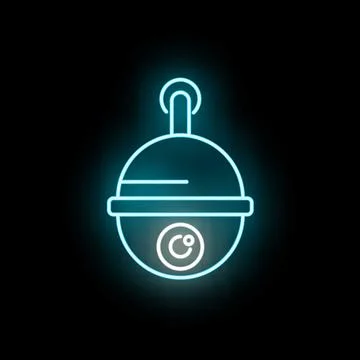 Cctv dome security camera icon glowing with neon light Stock Illustration