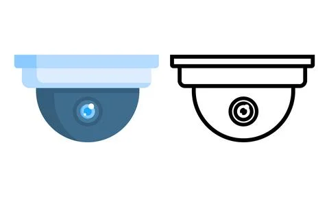 CCTV dome security camera icons in flat color and outline vector 스톡 일러스트