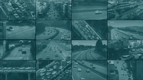 CCTV Feeds Of Traffic On Roads Stock Footage 297693524