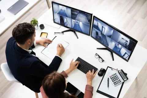 CCTV Footage Security Control Operator Foto stock