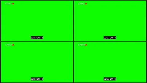 Cctv four cam with rec dot chroma key Illustrazione stock